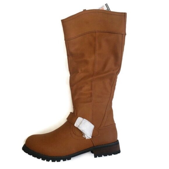 Daily Shoes Single Buckle Military Combat Boots Womens Size 6 Side Zipper Tan - Picture 1 of 5